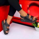 Quilted Triple-Strap Platform Sport Sandals